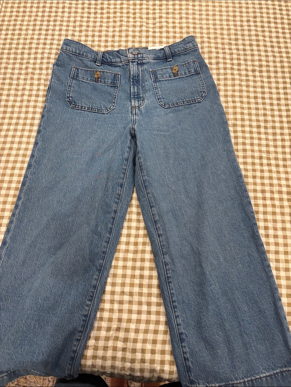 LOFT Blue Wide-Leg Jeans with Front Patch Pockets